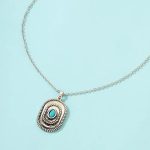 New trendy European and American fashion accessories, retro turquoise alloy denim hat pendant necklace, simple and creative design - Image 2