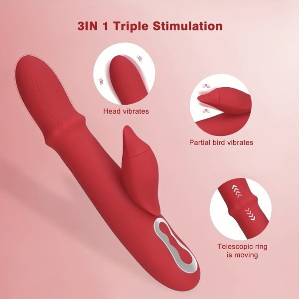 Thrusting Ribbed Rabbit Vibe with Clitoral Nub - Image 4