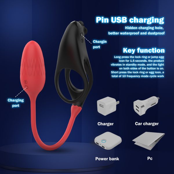 DX7 penile ring for couples to share remote-controlled sperm lock ring, male anti-radiation penile delay ring for both men and women to vibrate and masturbate together - Image 2