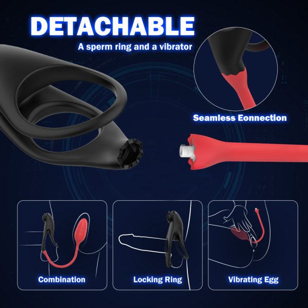 DX7 penile ring for couples to share remote-controlled sperm lock ring, male anti-radiation penile delay ring for both men and women to vibrate and masturbate together - Image 4