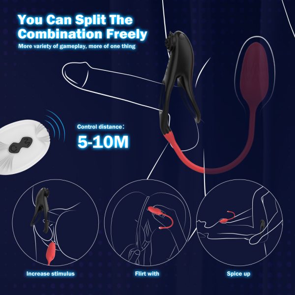 DX7 penile ring for couples to share remote-controlled sperm lock ring, male anti-radiation penile delay ring for both men and women to vibrate and masturbate together - Image 7